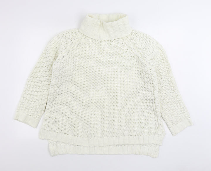 Select Womens White Roll Neck Polyester Pullover Jumper Size 12