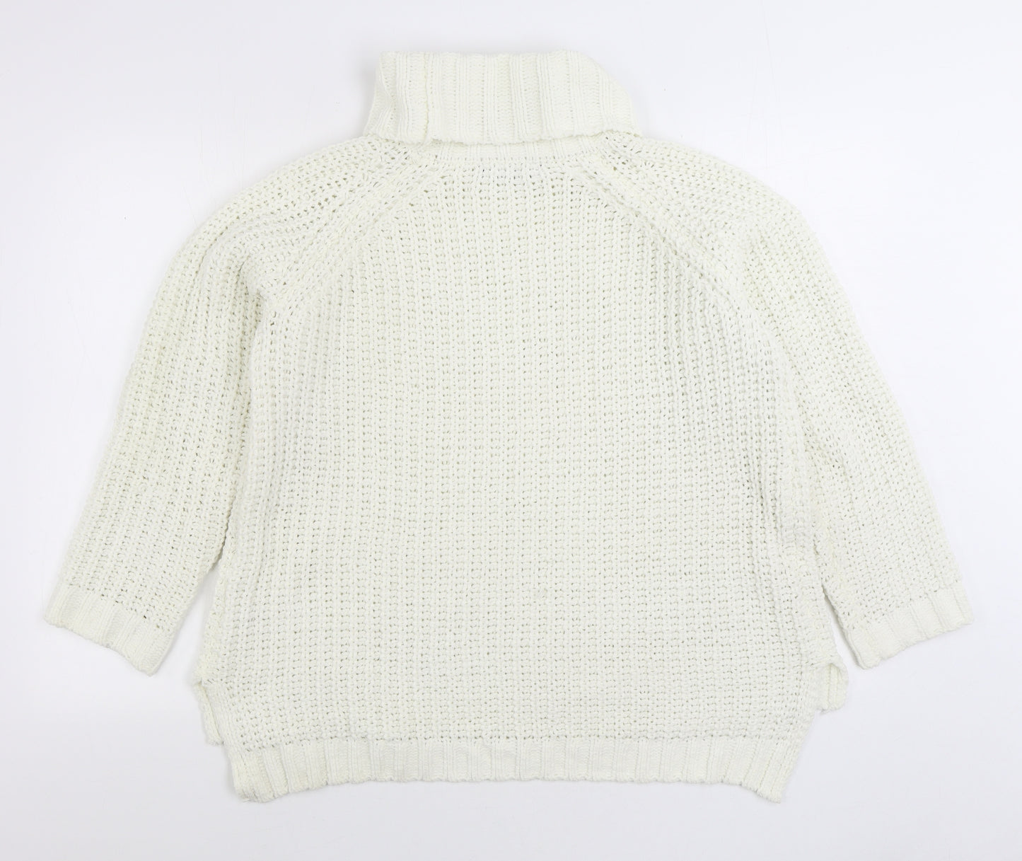 Select Womens White Roll Neck Polyester Pullover Jumper Size 12