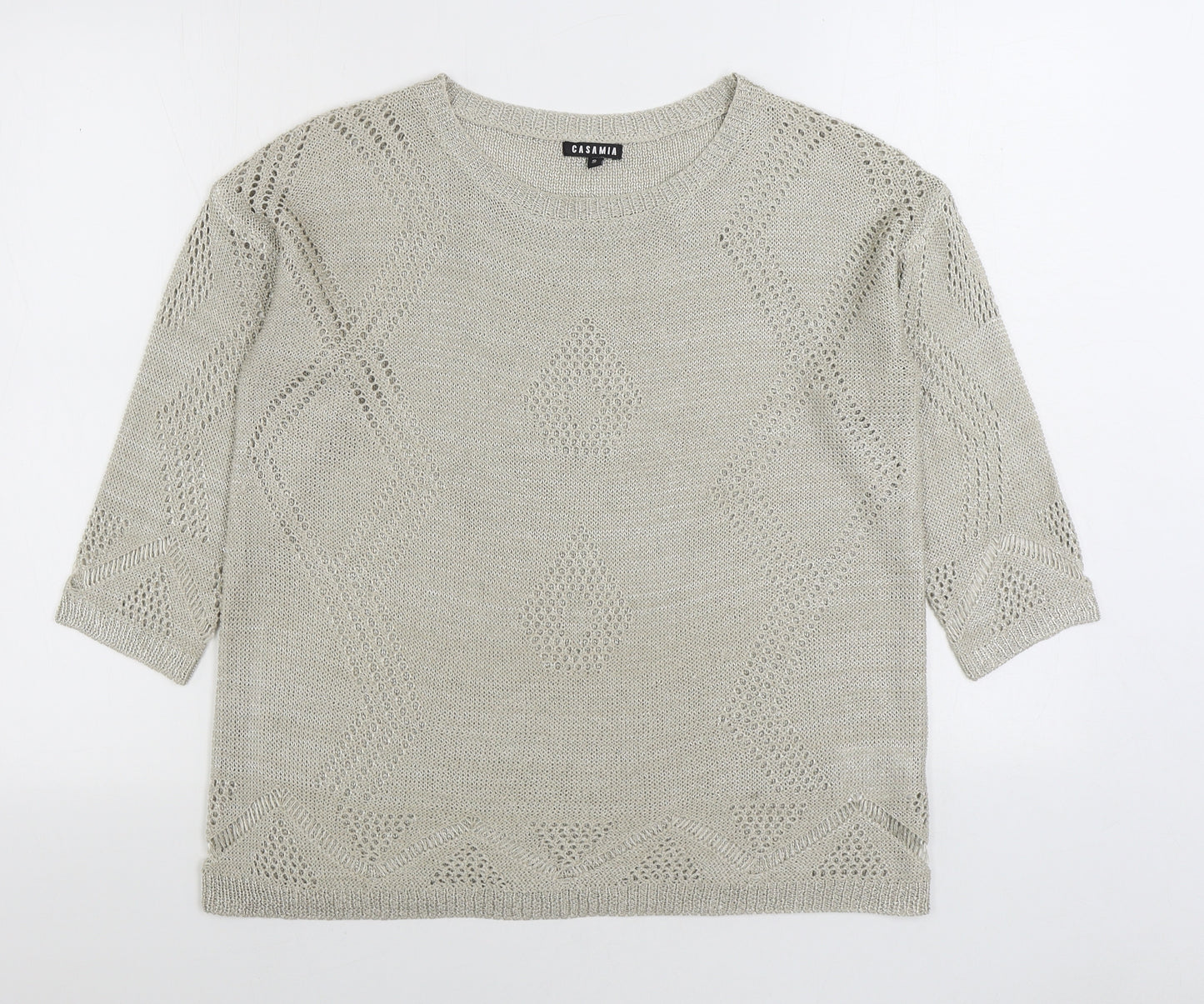 Casamia Womens Beige Boat Neck Viscose Pullover Jumper Size S