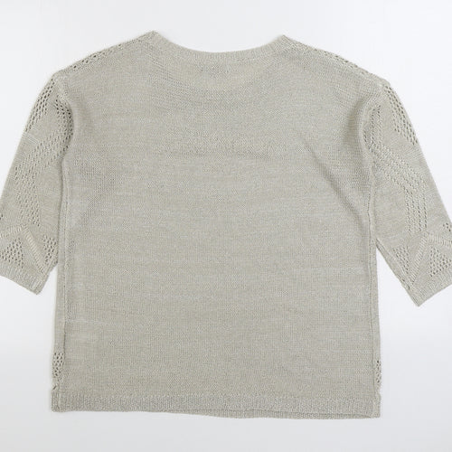 Casamia Womens Beige Boat Neck Viscose Pullover Jumper Size S