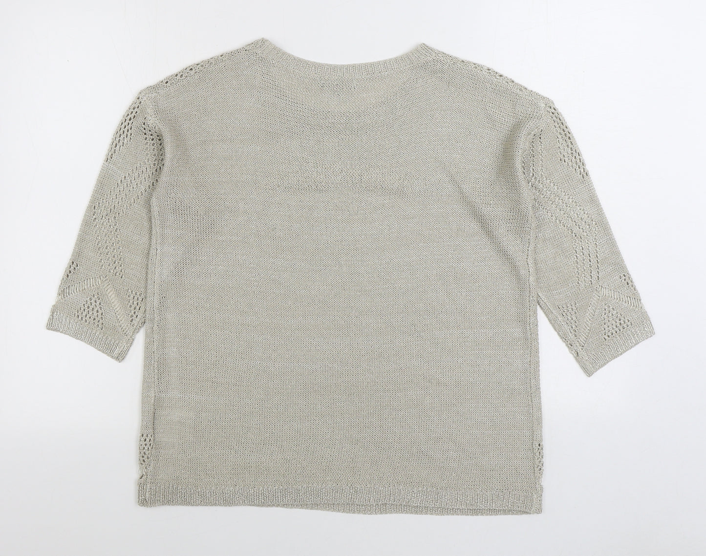 Casamia Womens Beige Boat Neck Viscose Pullover Jumper Size S