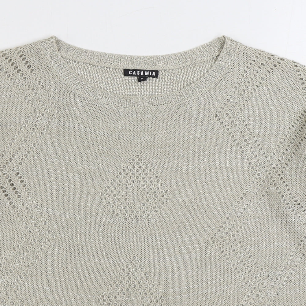 Casamia Womens Beige Boat Neck Viscose Pullover Jumper Size S