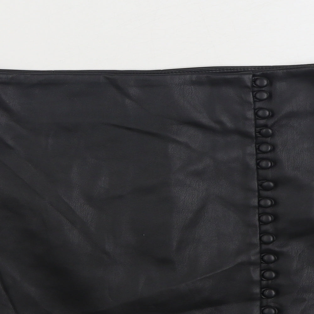 River Island Womens Black Polyurethane Mini Skirt Size 10 Zip