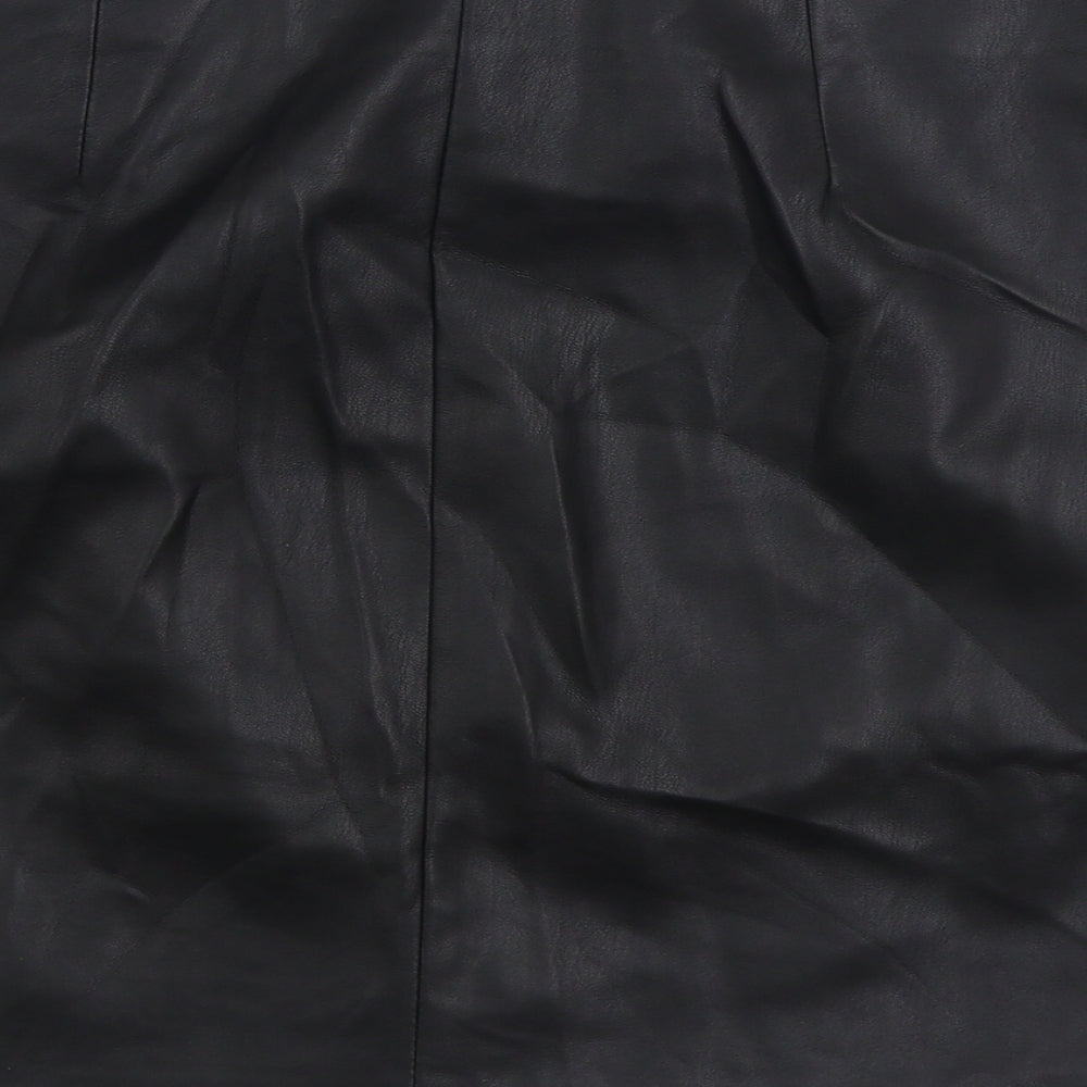 River Island Womens Black Polyurethane Mini Skirt Size 10 Zip
