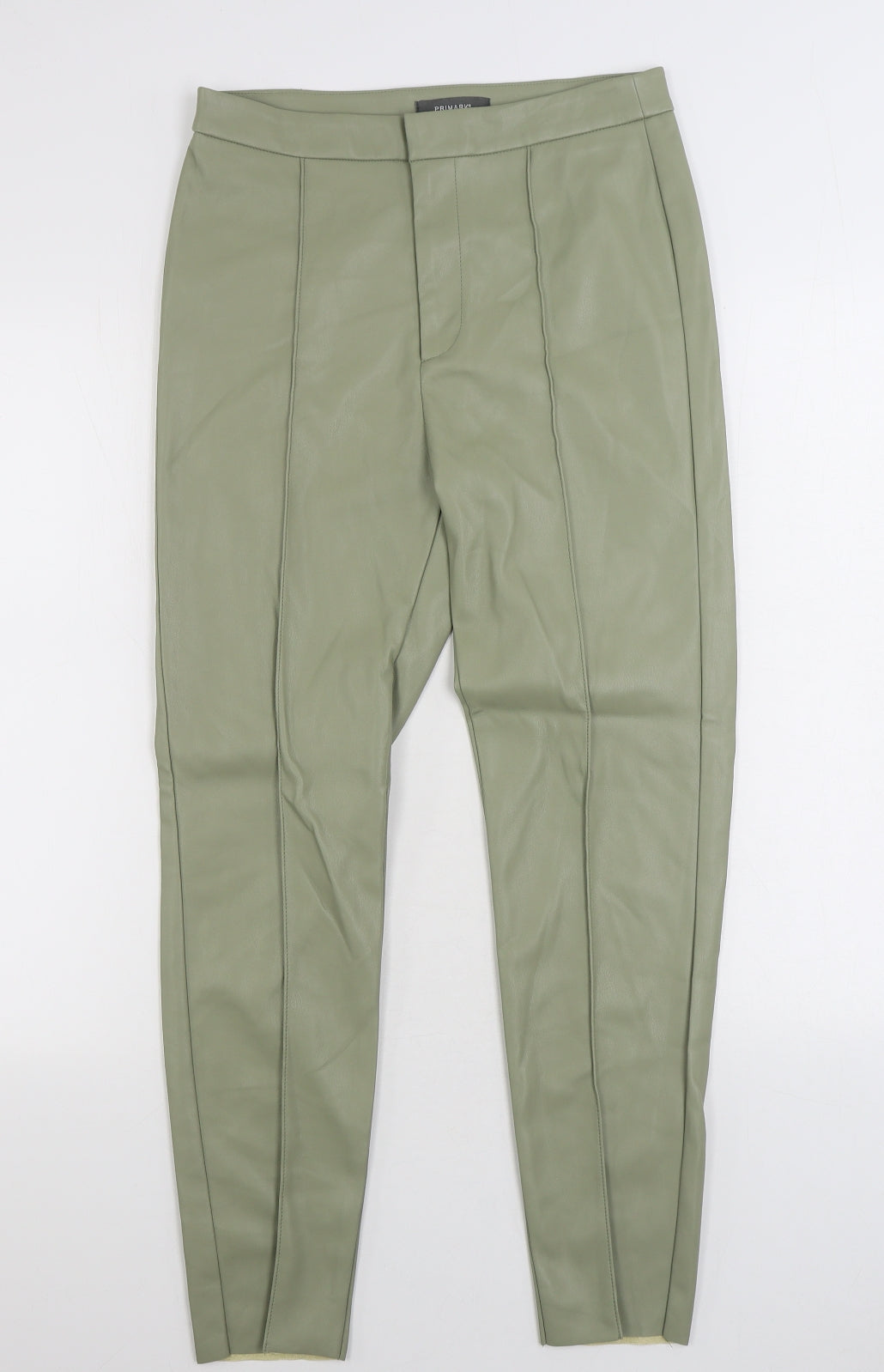 Primark Womens Green Polyurethane Trousers Size 10 L28 in Regular Zip - Faux Leather