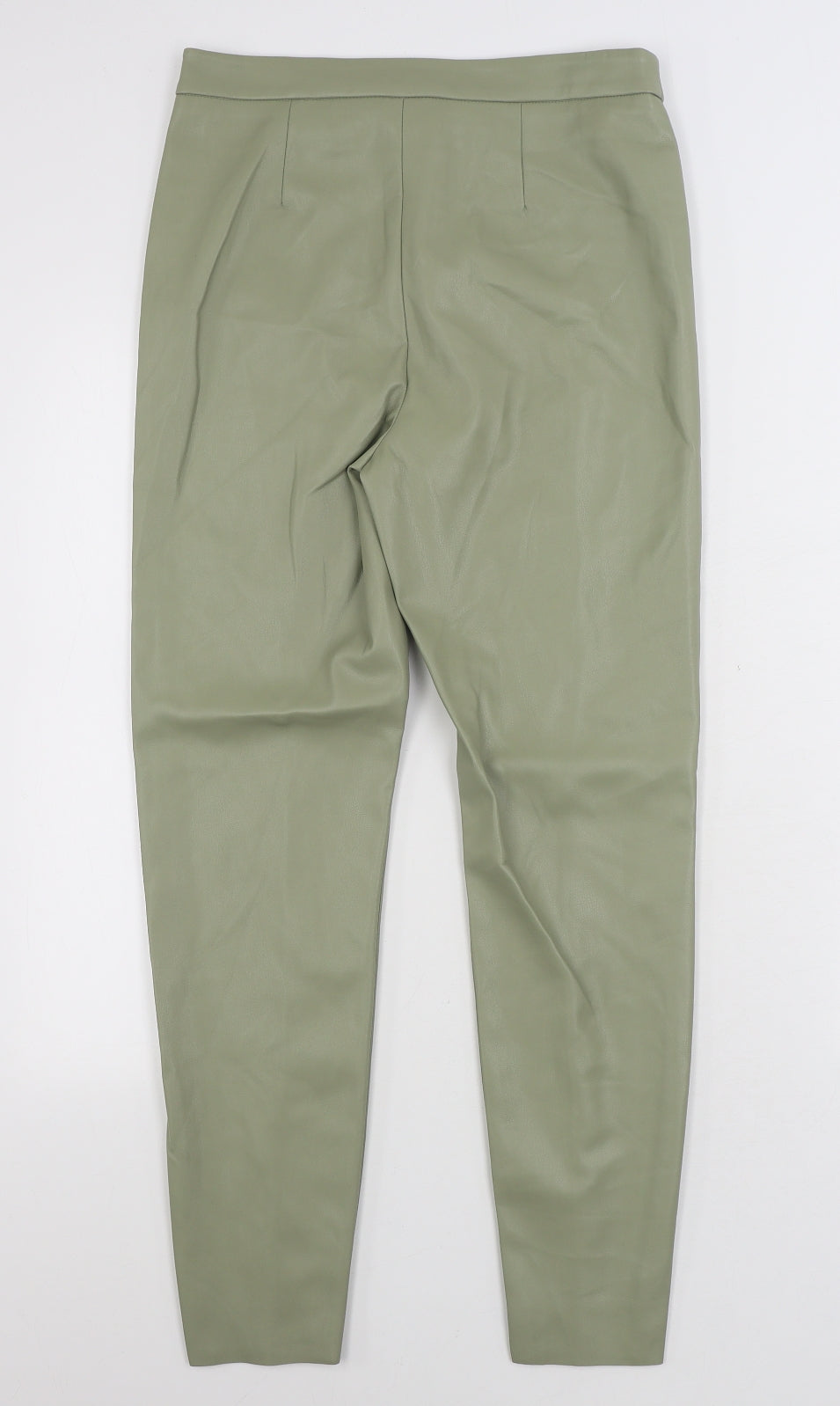 Primark Womens Green Polyurethane Trousers Size 10 L28 in Regular Zip - Faux Leather