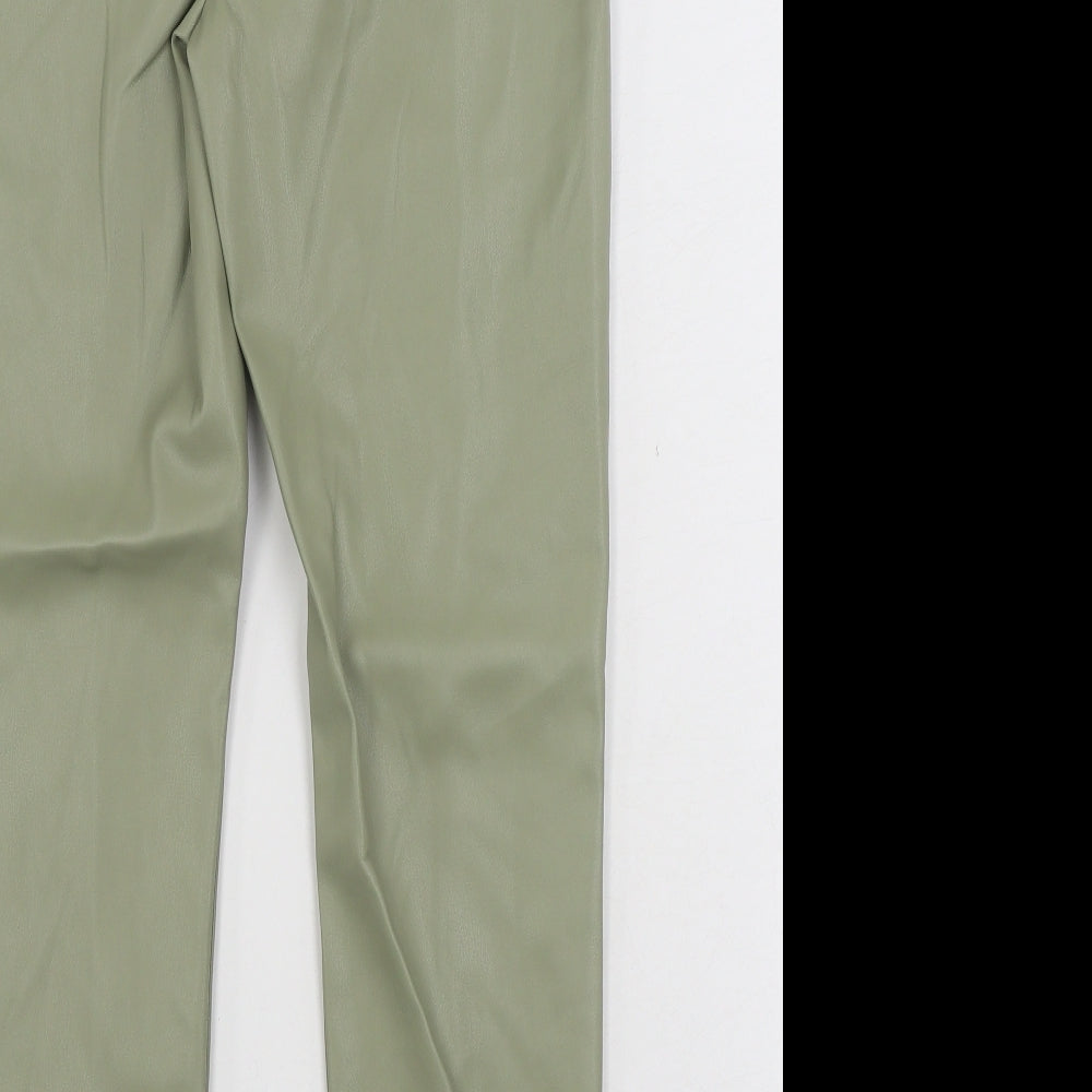 Primark Womens Green Polyurethane Trousers Size 10 L28 in Regular Zip - Faux Leather
