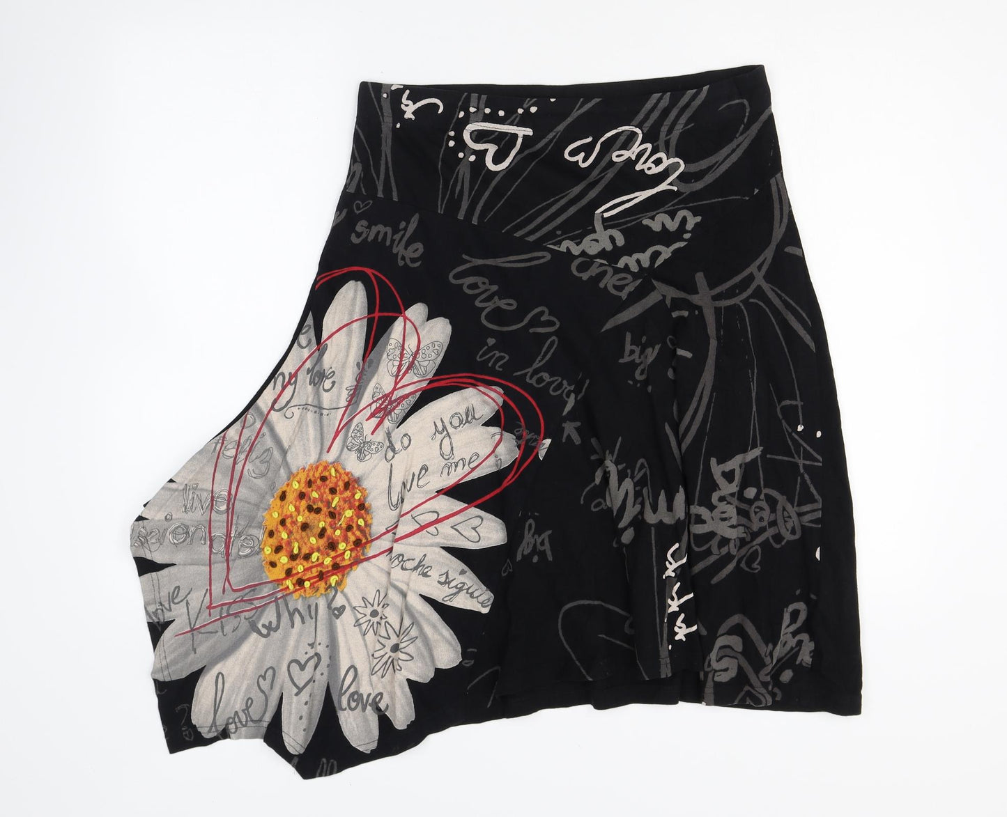 Preworn Womens Black Cotton A-Line Skirt Size L
