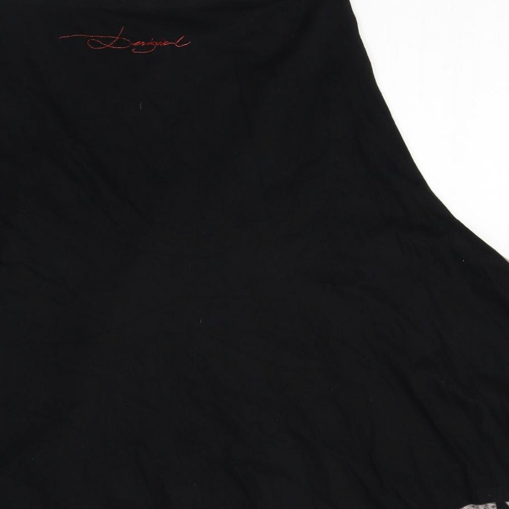 Preworn Womens Black Cotton A-Line Skirt Size L
