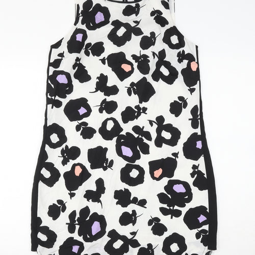 Oasis Womens Multicoloured Floral Polyester Shift Size 10 Round Neck Button