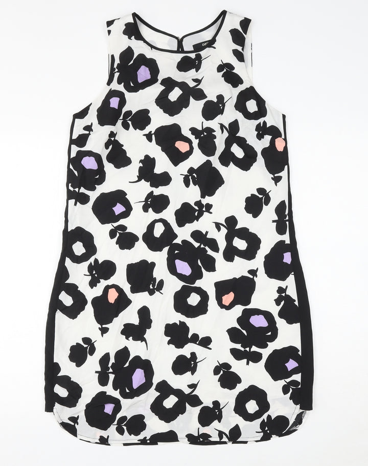 Oasis Womens Multicoloured Floral Polyester Shift Size 10 Round Neck Button