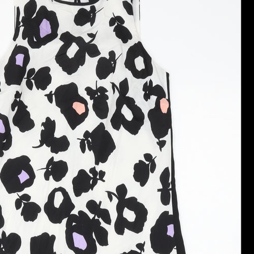 Oasis Womens Multicoloured Floral Polyester Shift Size 10 Round Neck Button