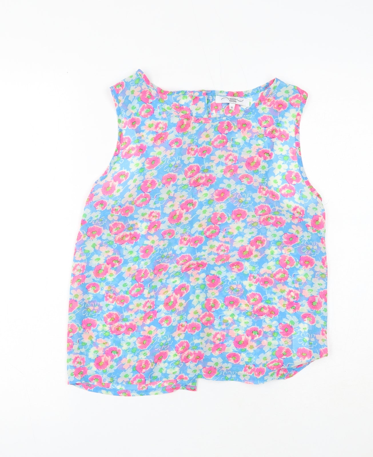 New Look Womens Multicoloured Floral Polyester Basic Blouse Size 8 Round Neck