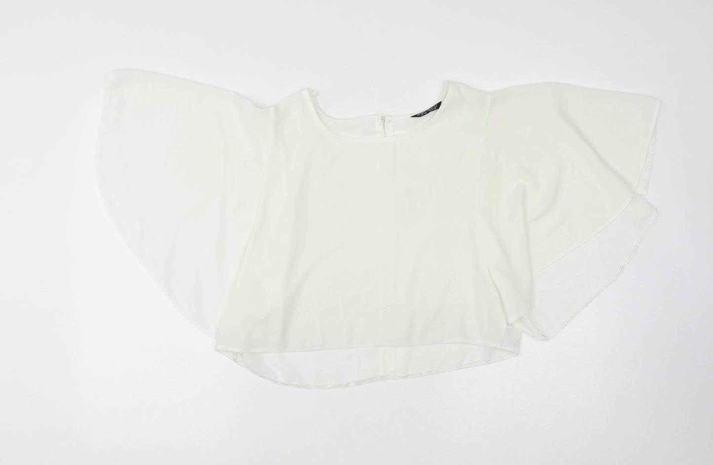 Select Womens Ivory Polyester Basic Blouse Size 12 Round Neck