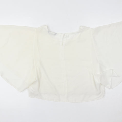 Select Womens Ivory Polyester Basic Blouse Size 12 Round Neck