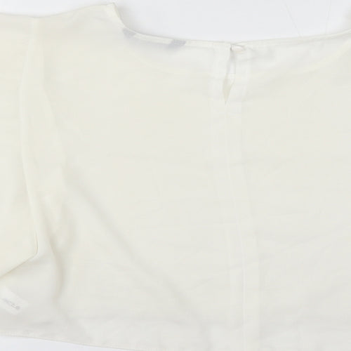 Select Womens Ivory Polyester Basic Blouse Size 12 Round Neck