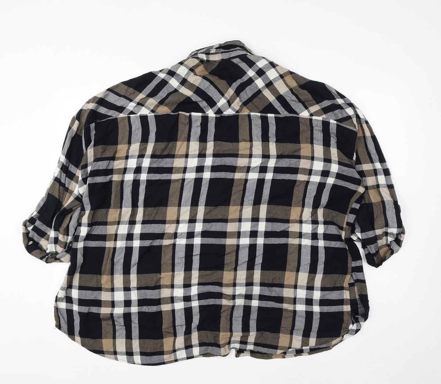 Primark Womens Multicoloured Plaid Viscose Basic Button-Up Size 20 Collared