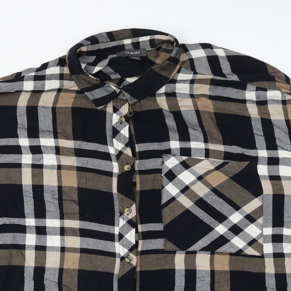 Primark Womens Multicoloured Plaid Viscose Basic Button-Up Size 20 Collared