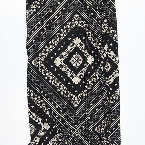 Preworn Womens Black Geometric Polyester Maxi Size 12 High Neck Pullover