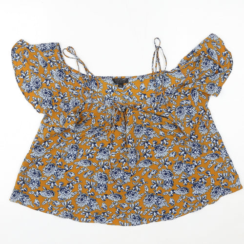 Topshop Womens Multicoloured Floral Polyester Basic Blouse Size 10 V-Neck