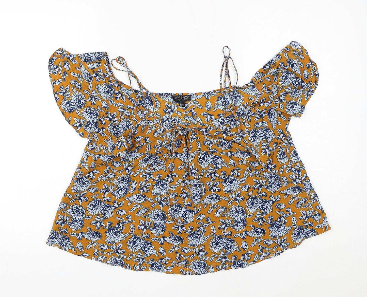 Topshop Womens Multicoloured Floral Polyester Basic Blouse Size 10 V-Neck