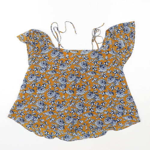 Topshop Womens Multicoloured Floral Polyester Basic Blouse Size 10 V-Neck