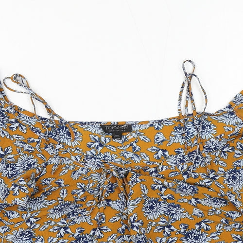 Topshop Womens Multicoloured Floral Polyester Basic Blouse Size 10 V-Neck