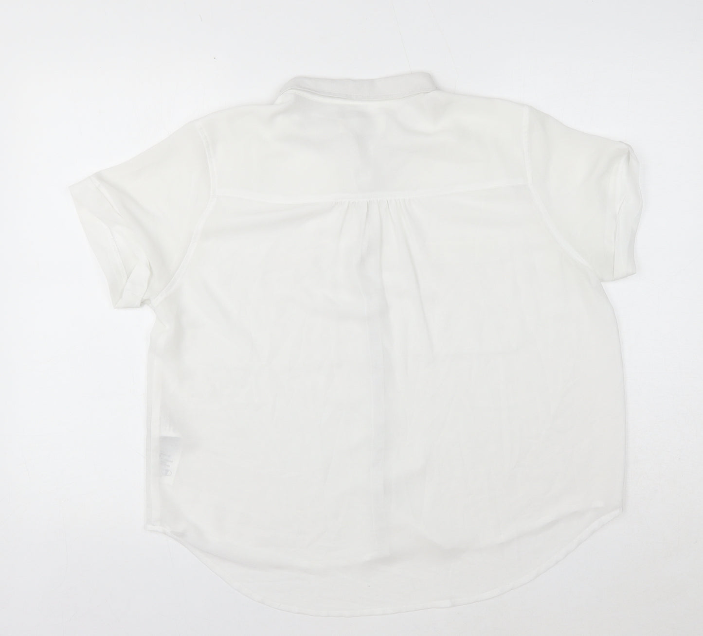 Abercrombie & Fitch Womens White Polyester Basic Blouse Size L Collared