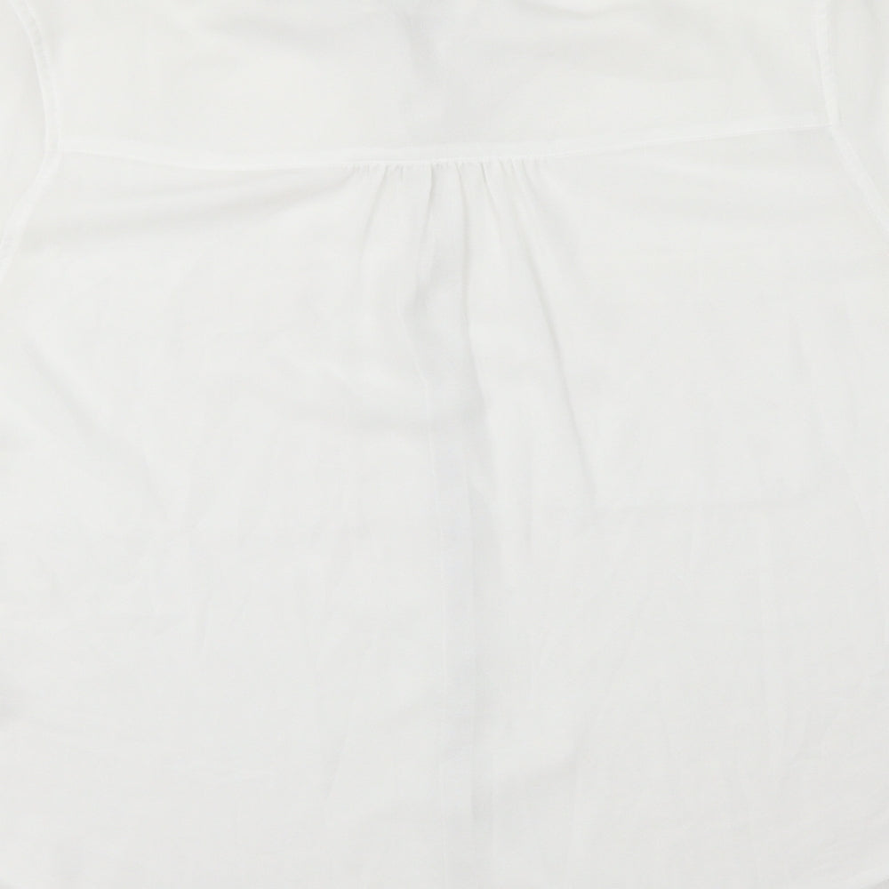 Abercrombie & Fitch Womens White Polyester Basic Blouse Size L Collared