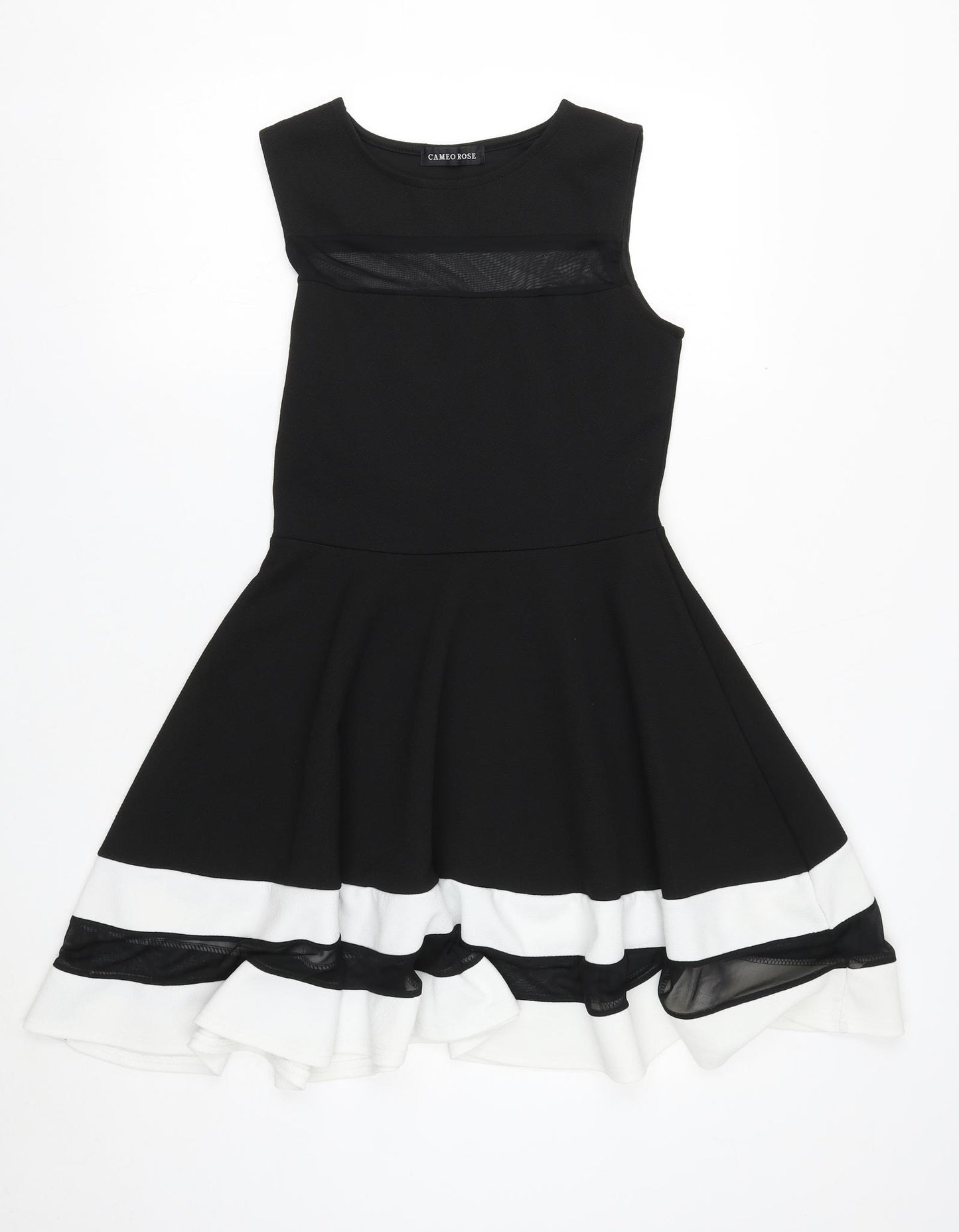 Cameo Rose Womens Black Polyester Skater Dress Size 8 Round Neck Pullover