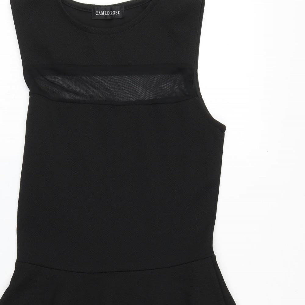 Cameo Rose Womens Black Polyester Skater Dress Size 8 Round Neck Pullover