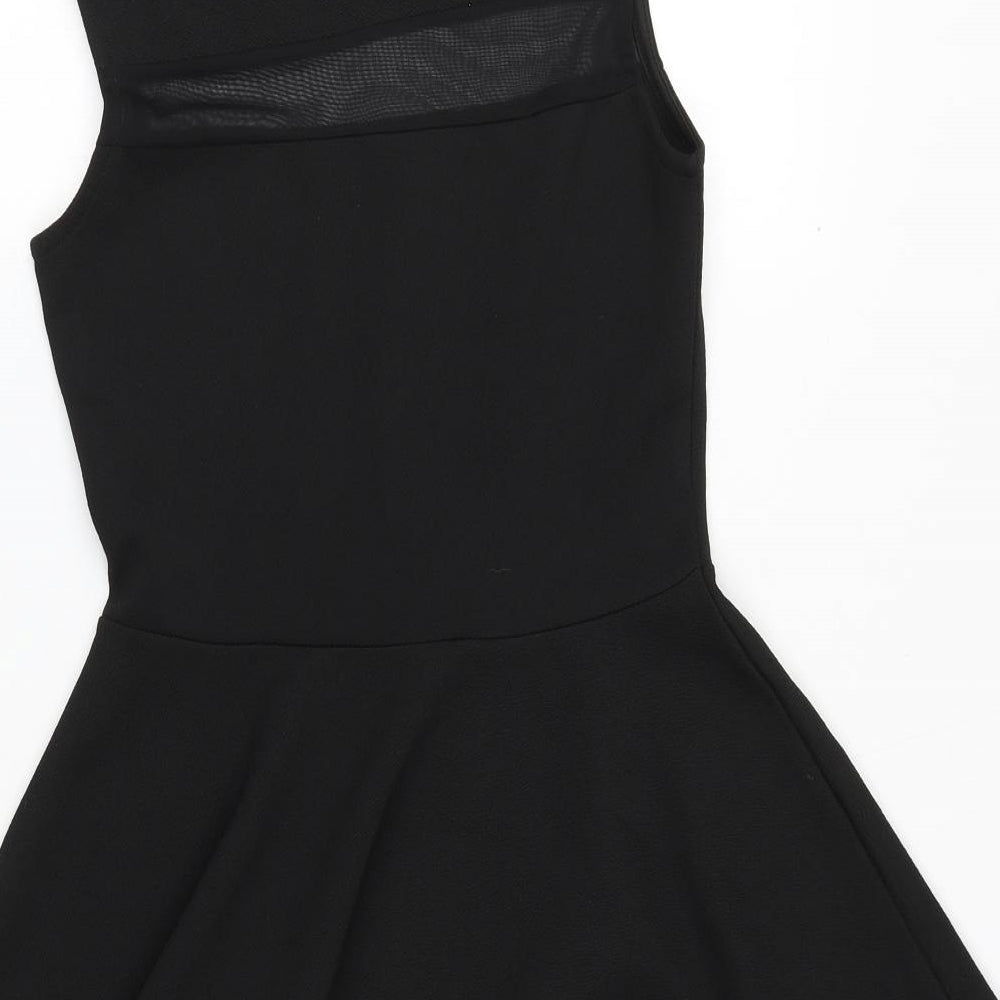 Cameo Rose Womens Black Polyester Skater Dress Size 8 Round Neck Pullover