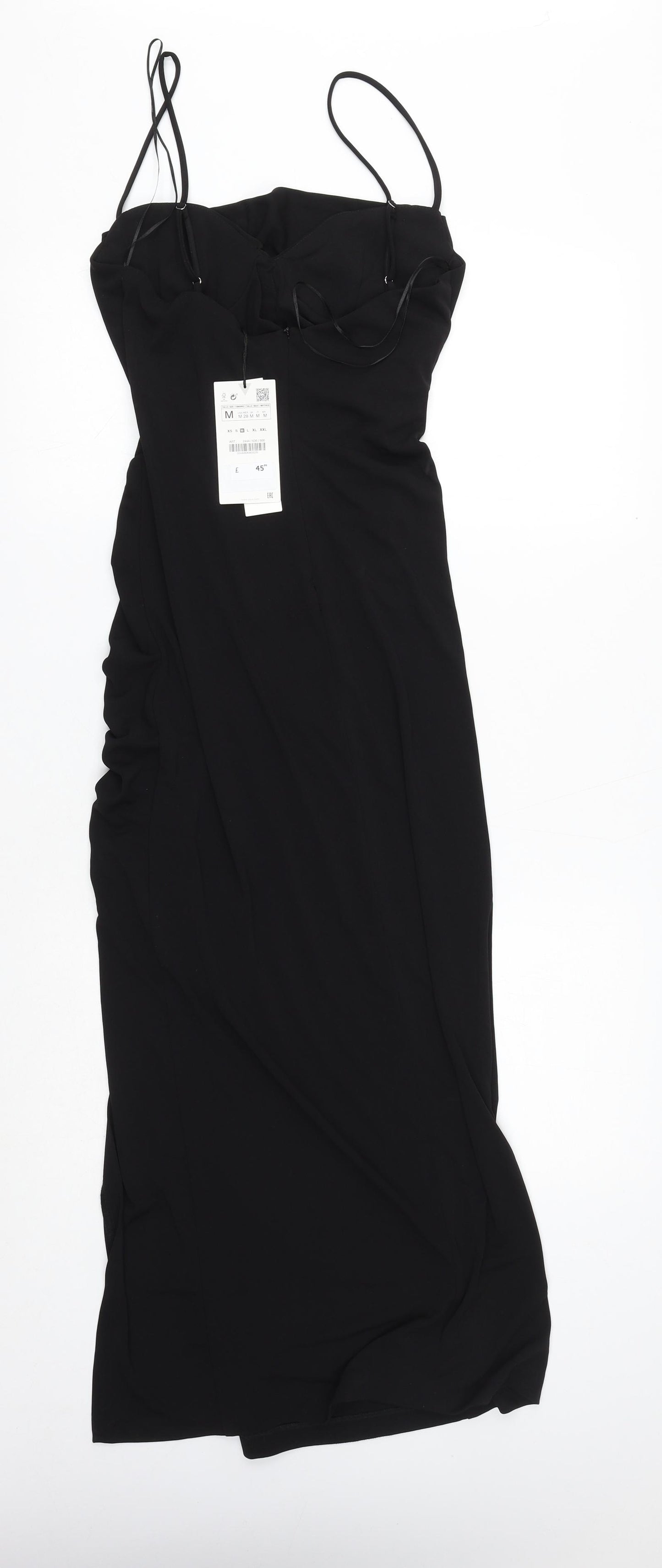 Zara Womens Black Polyester Bodycon Size M Sweetheart Zip