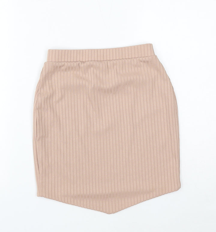 Club London Womens Pink Striped Polyester Mini Skirt Size 8