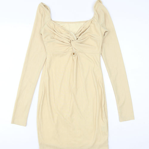 SheIn Womens Beige Polyester Bodycon Size XS Sweetheart Pullover