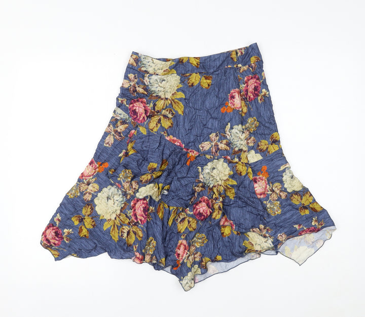 Oui Womens Multicoloured Floral Viscose Mini Skirt Size 8 Zip