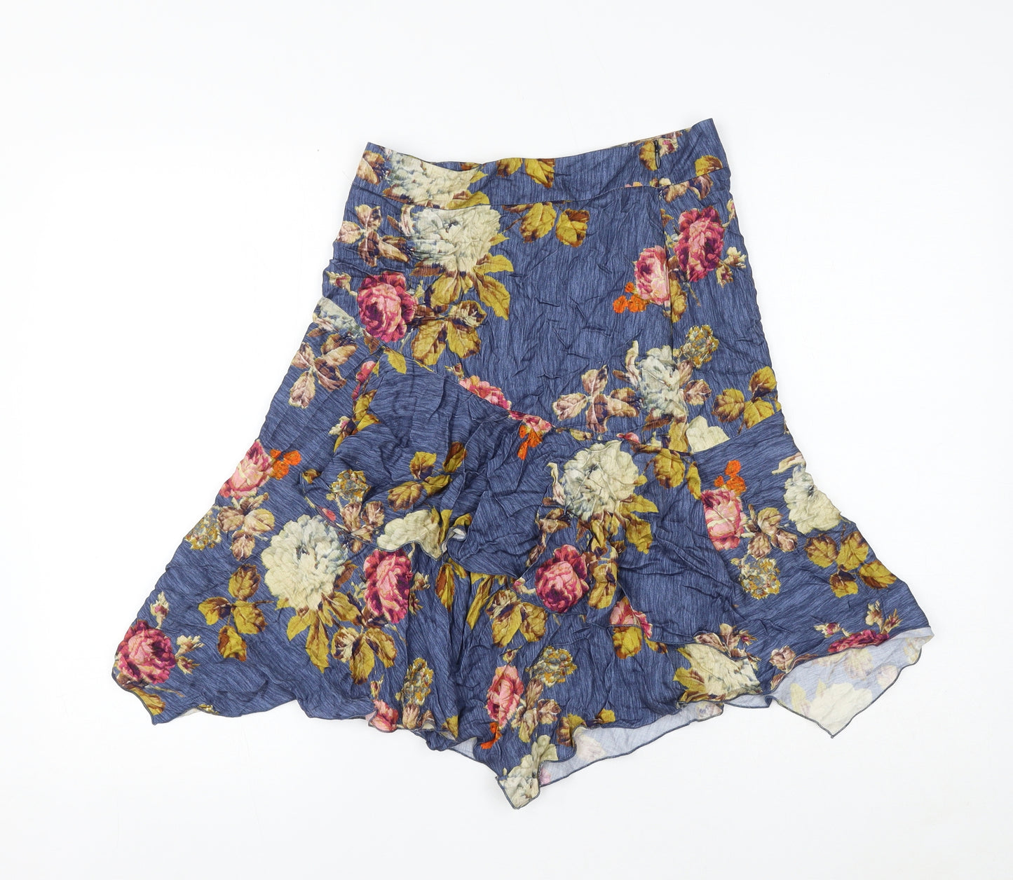 Oui Womens Multicoloured Floral Viscose Mini Skirt Size 8 Zip