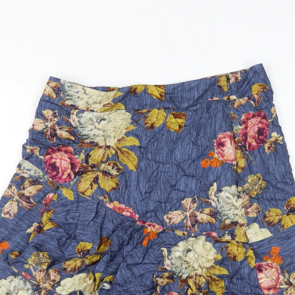 Oui Womens Multicoloured Floral Viscose Mini Skirt Size 8 Zip