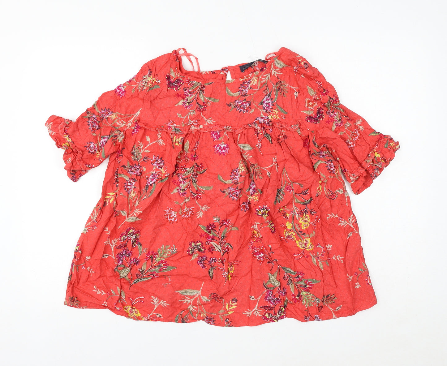Marks and Spencer Womens Multicoloured Floral Viscose Basic Blouse Size 10 Round Neck