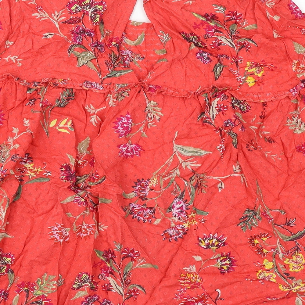 Marks and Spencer Womens Multicoloured Floral Viscose Basic Blouse Size 10 Round Neck