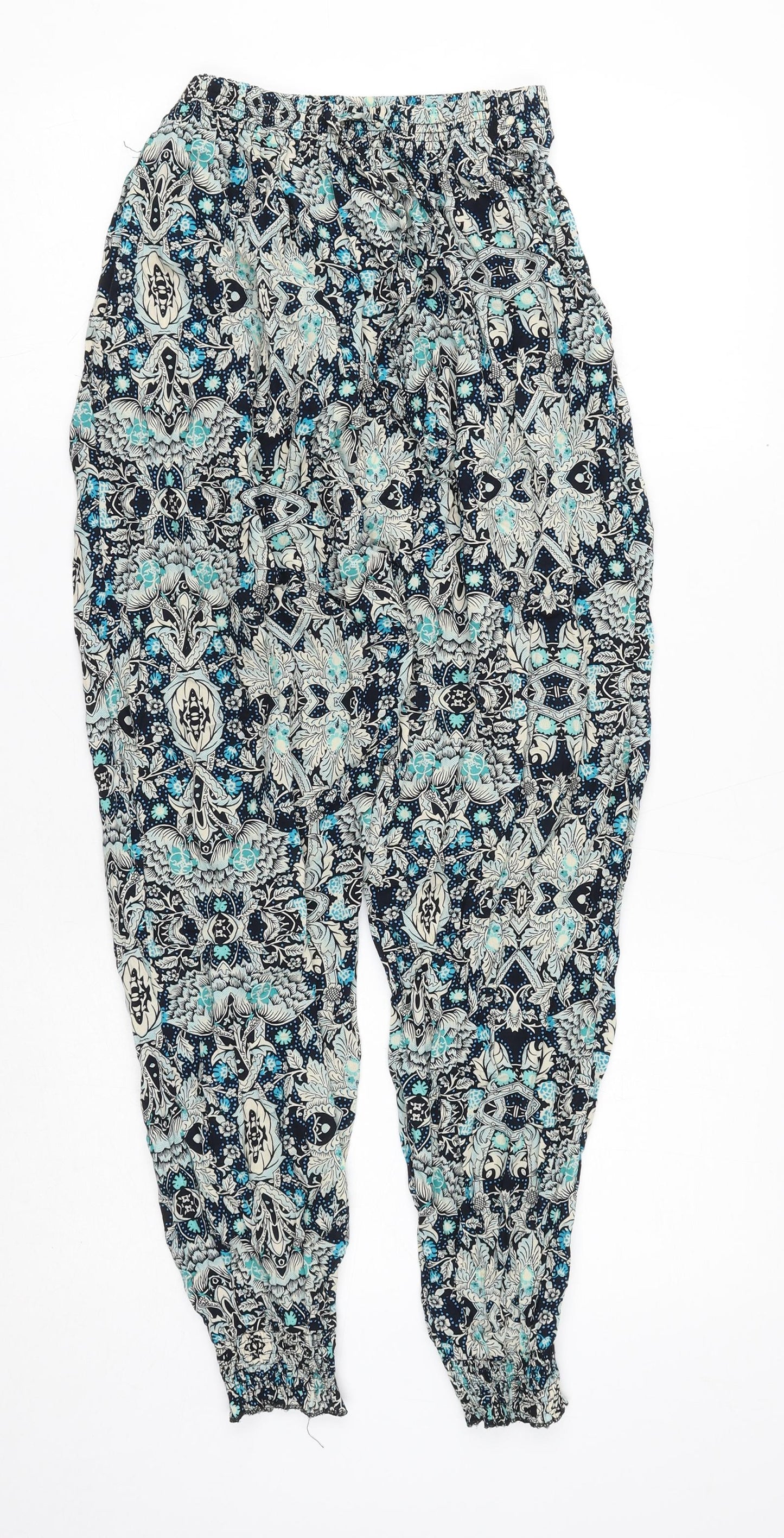 Preworn Womens Multicoloured Geometric Cotton Bloomer Trousers Size M L27 in Regular