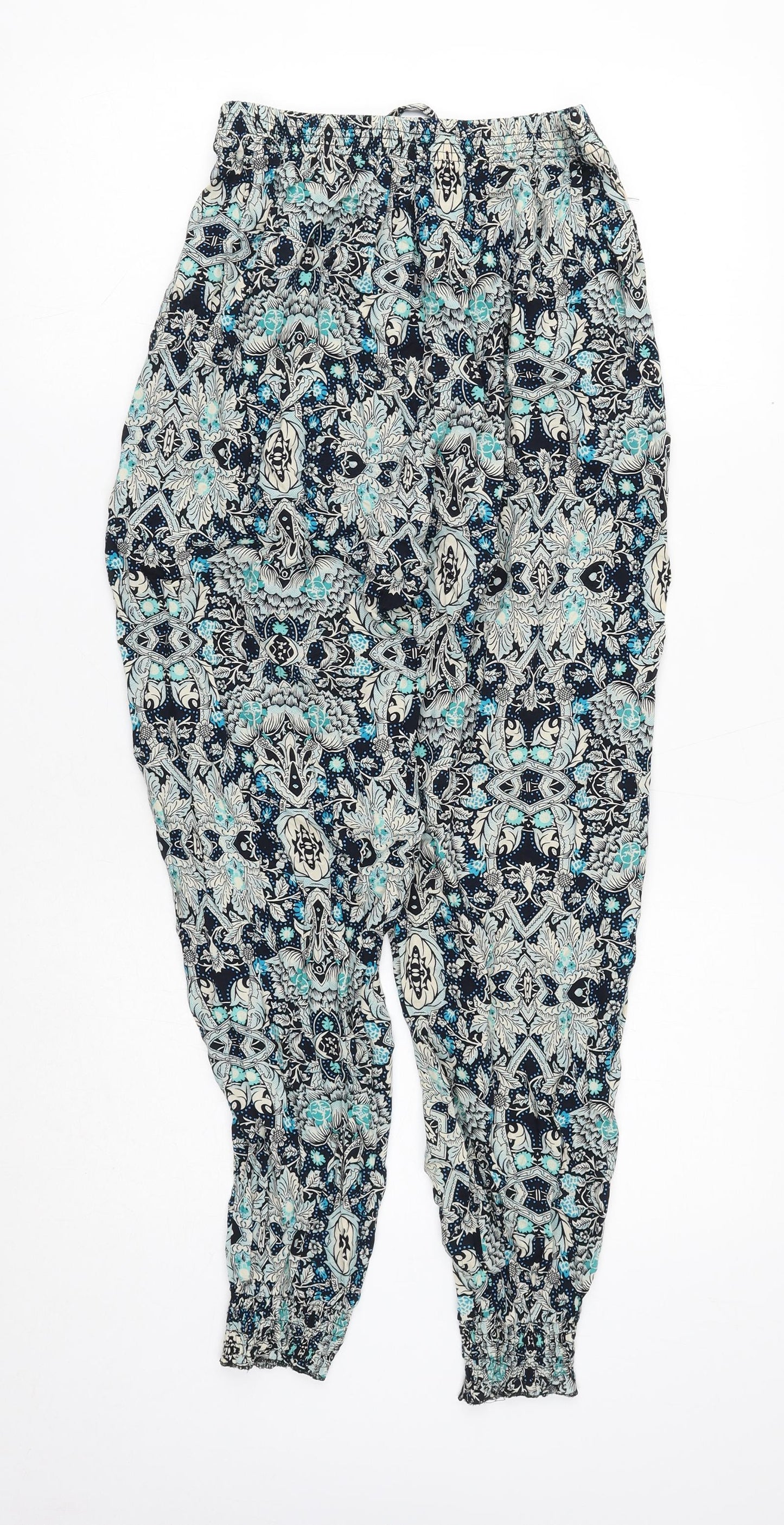 Preworn Womens Multicoloured Geometric Cotton Bloomer Trousers Size M L27 in Regular