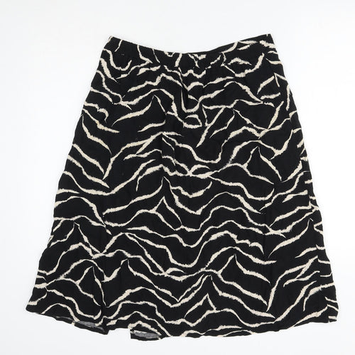 M&Co Womens Black Geometric Viscose A-Line Skirt Size 14 Button