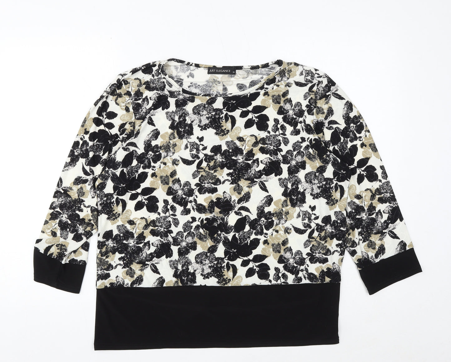 JUST ELEGANCE Womens Multicoloured Floral Polyester Basic Blouse Size 20 Round Neck