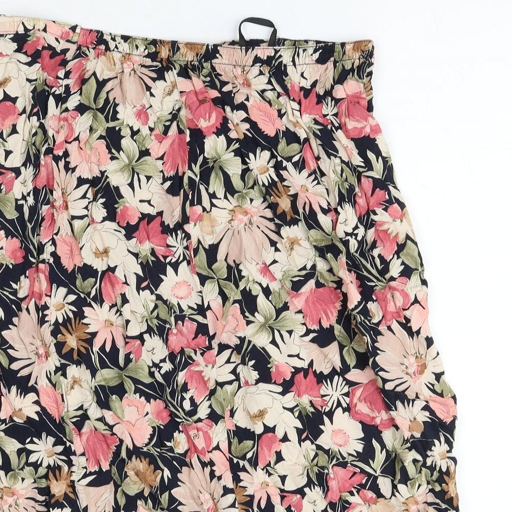 Marks and Spencer Womens Multicoloured Floral Viscose A-Line Skirt Size 18