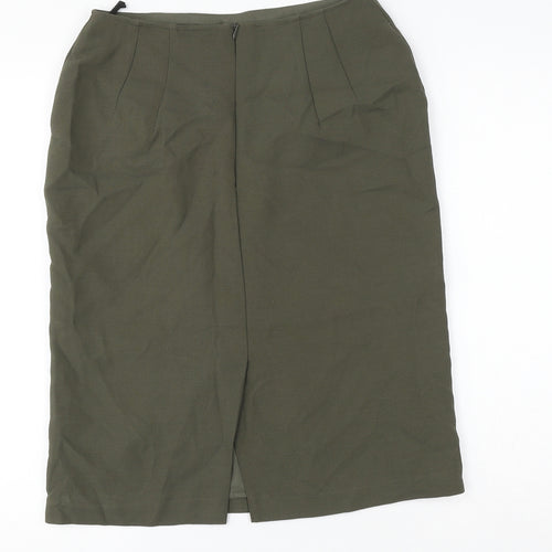 Marks and Spencer Womens Green Polyester Straight & Pencil Skirt Size 10 Zip