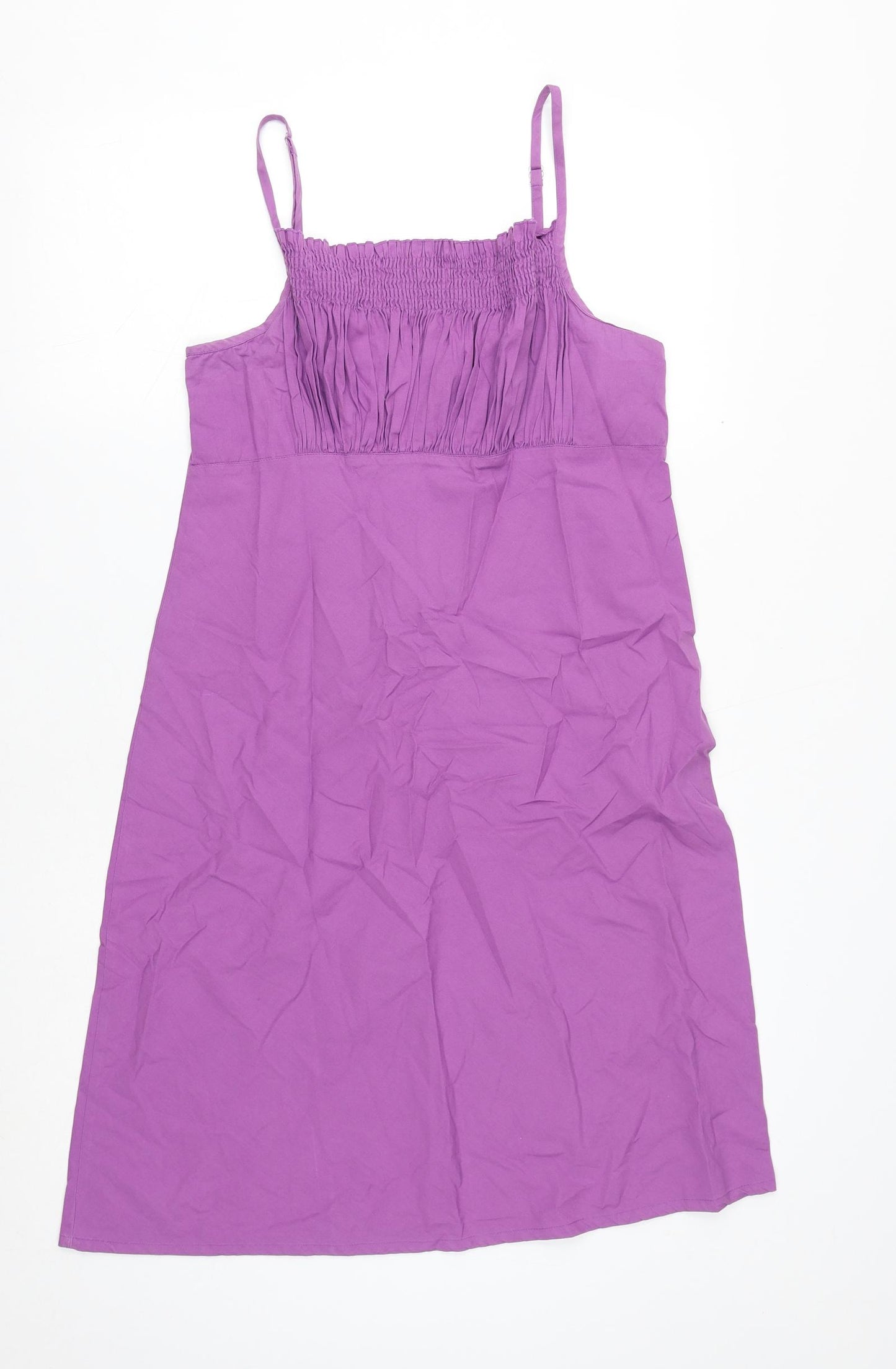 La Redoute Womens Purple Cotton Shift Size 12 Square Neck Pullover
