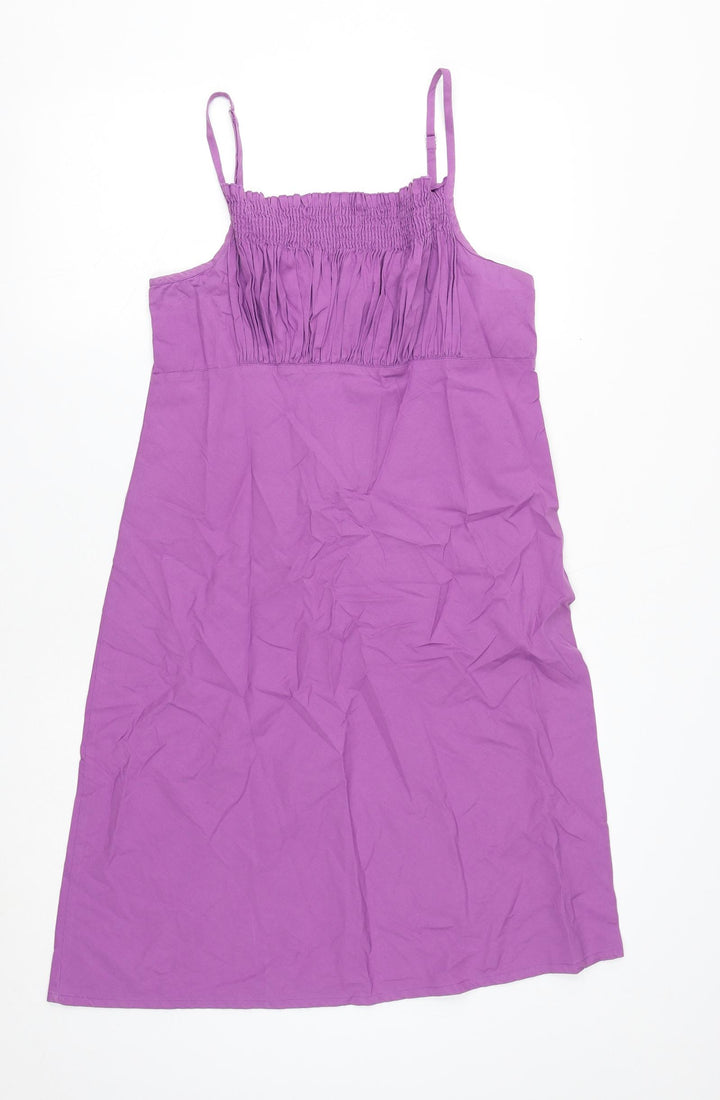 La Redoute Womens Purple Cotton Shift Size 12 Square Neck Pullover