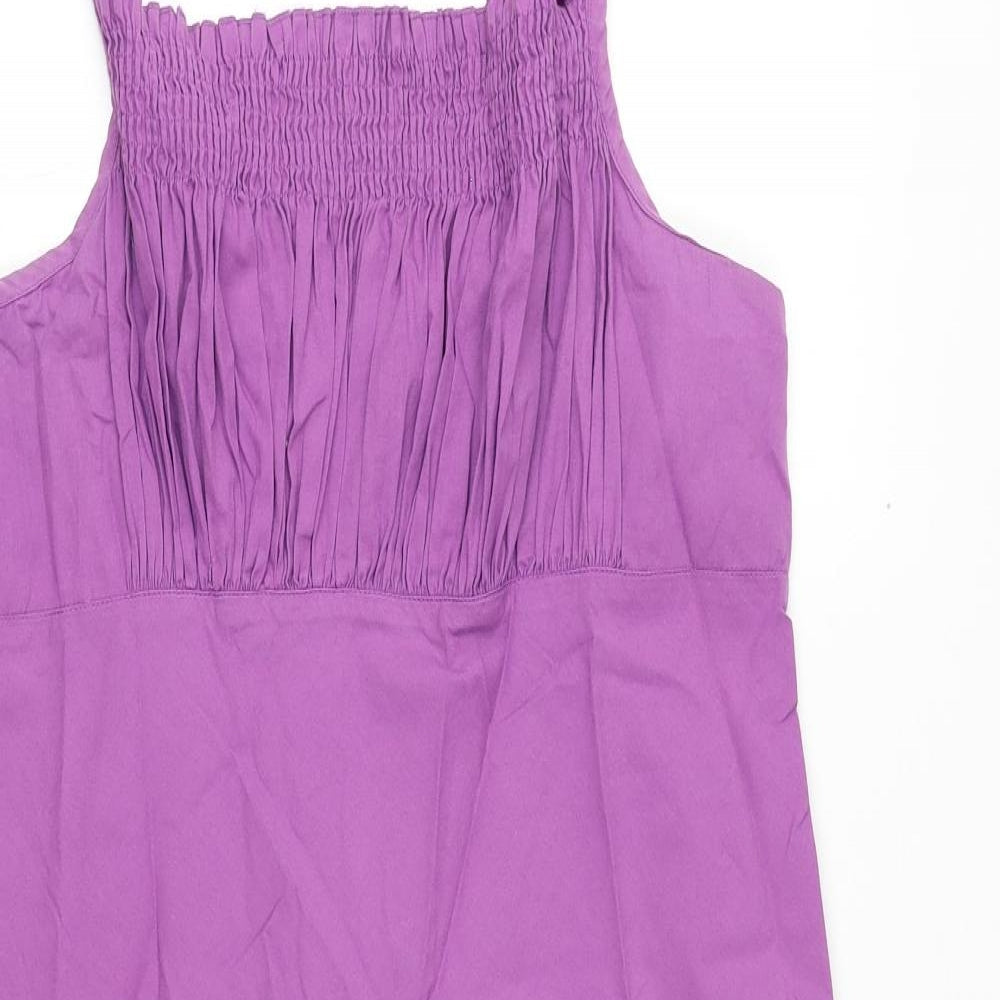 La Redoute Womens Purple Cotton Shift Size 12 Square Neck Pullover
