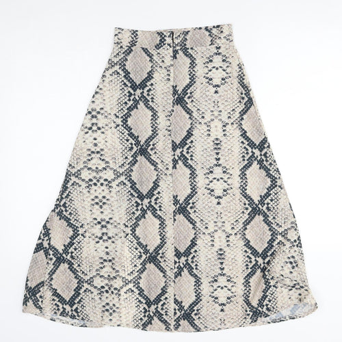 PRETTYLITTLETHING Womens Multicoloured Animal Print Polyester A-Line Skirt Size 4 Zip
